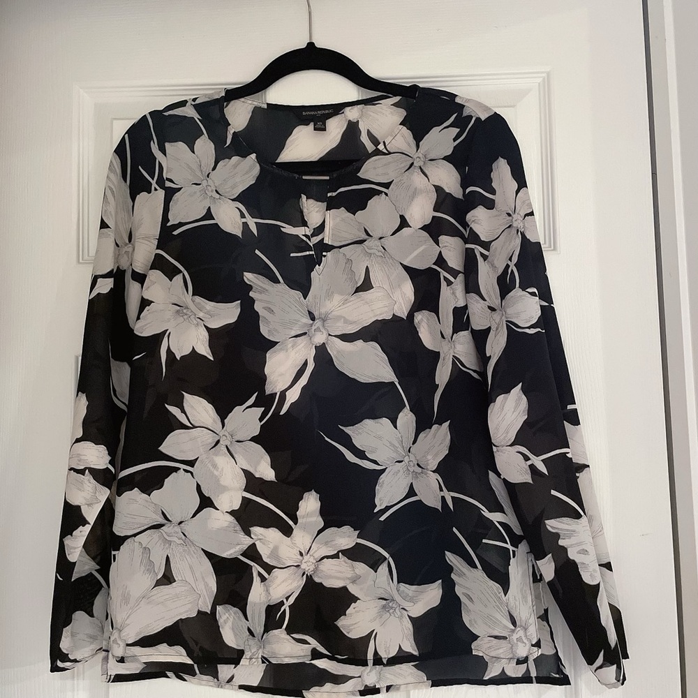 Banana Republic sheer floral blouse